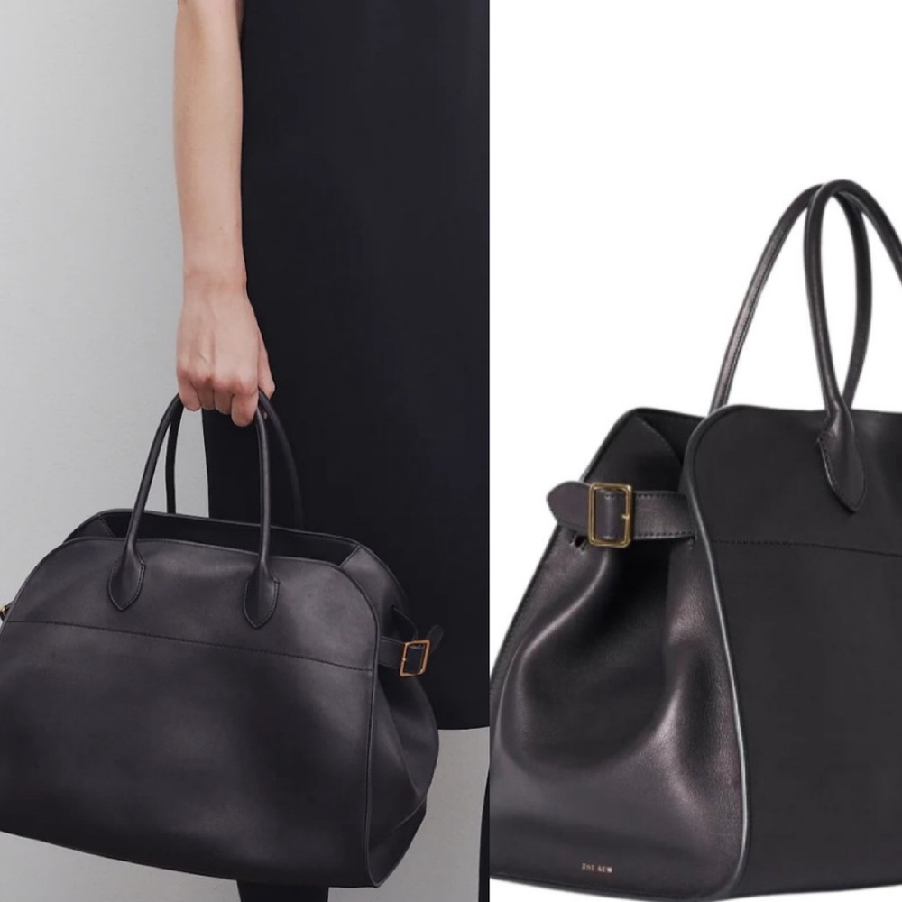 The Row Soft Margaux 15 Leather Bag in Black| Thrifted| Damaged | Broken clasp